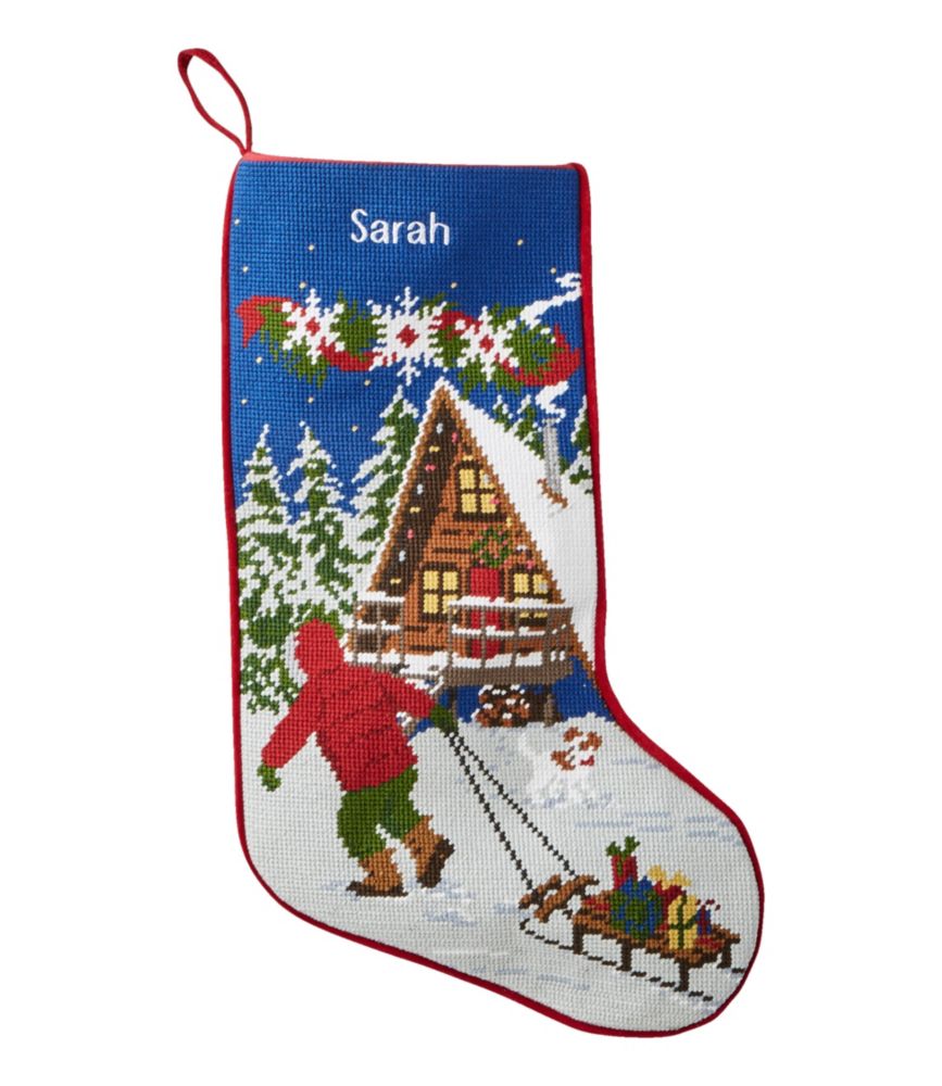 Christmas Needlepoint Stocking, Cotton - US 7153
