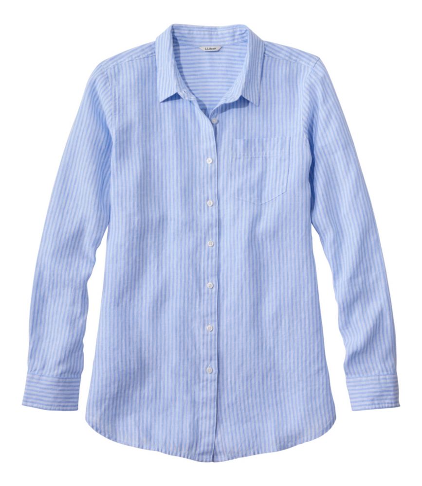 Women's Premium Washable Linen Shirt, Tunic Stripe - US 4004
