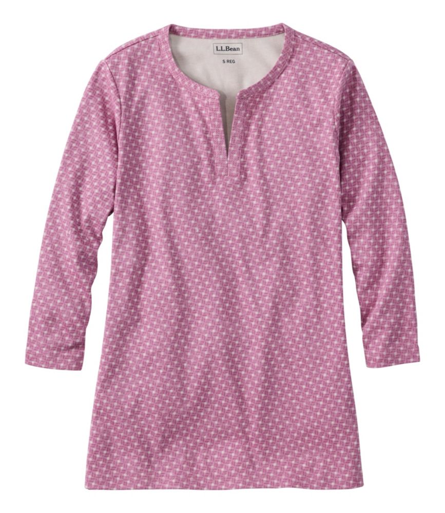 Women's L.L.Bean Tee, Three-Quarter-Sleeve Splitneck Tunic Print - US 3102