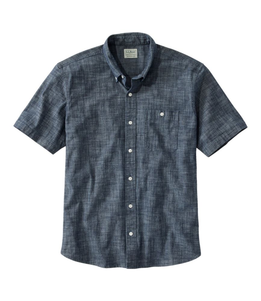 Men's Comfort Stretch® Chambray Shirt, Traditional Untucked Fit, Short-Sleeve - US 6337