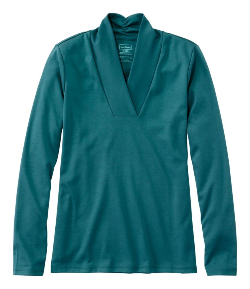 Women's Pima Cotton Tee, Shawl Long-Sleeve - US 0126