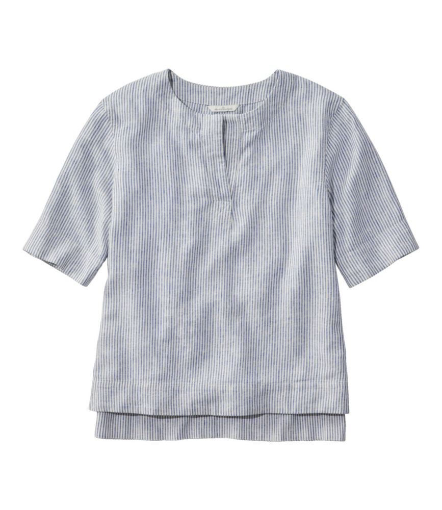 Women's Signature Linen-Blend Splitneck Shirt, Short-Sleeve - US 5565