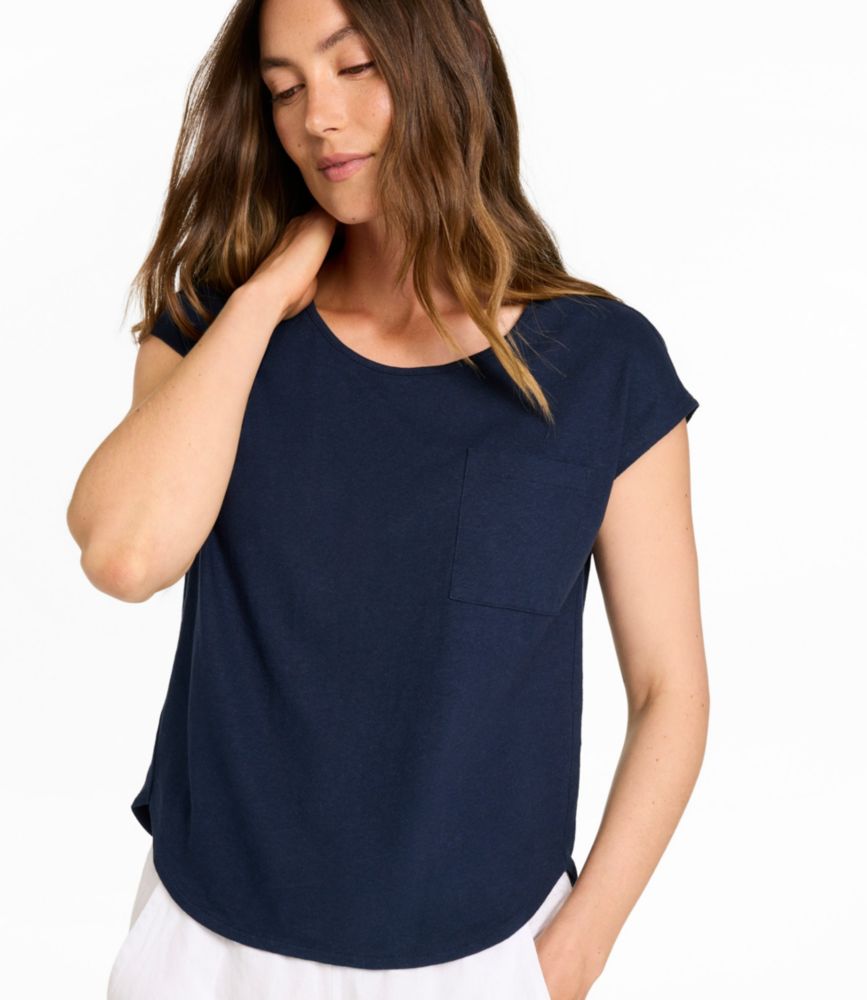 Women's Lakeside Linen/Cotton Tee, Short-Sleeve Scoopneck - US 9086