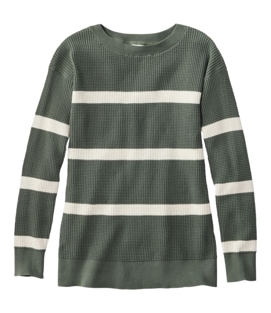 Women's Sunwashed Waffle Sweater, Pullover Stripe - US 8987