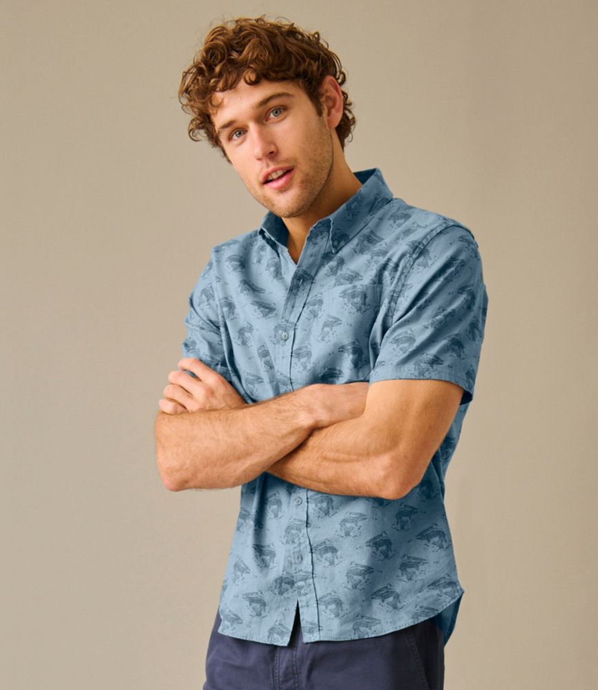 Men's Stonecoast Hemp Shirt, Short-Sleeve, Slightly Fitted Untucked Fit, Print - US 3898
