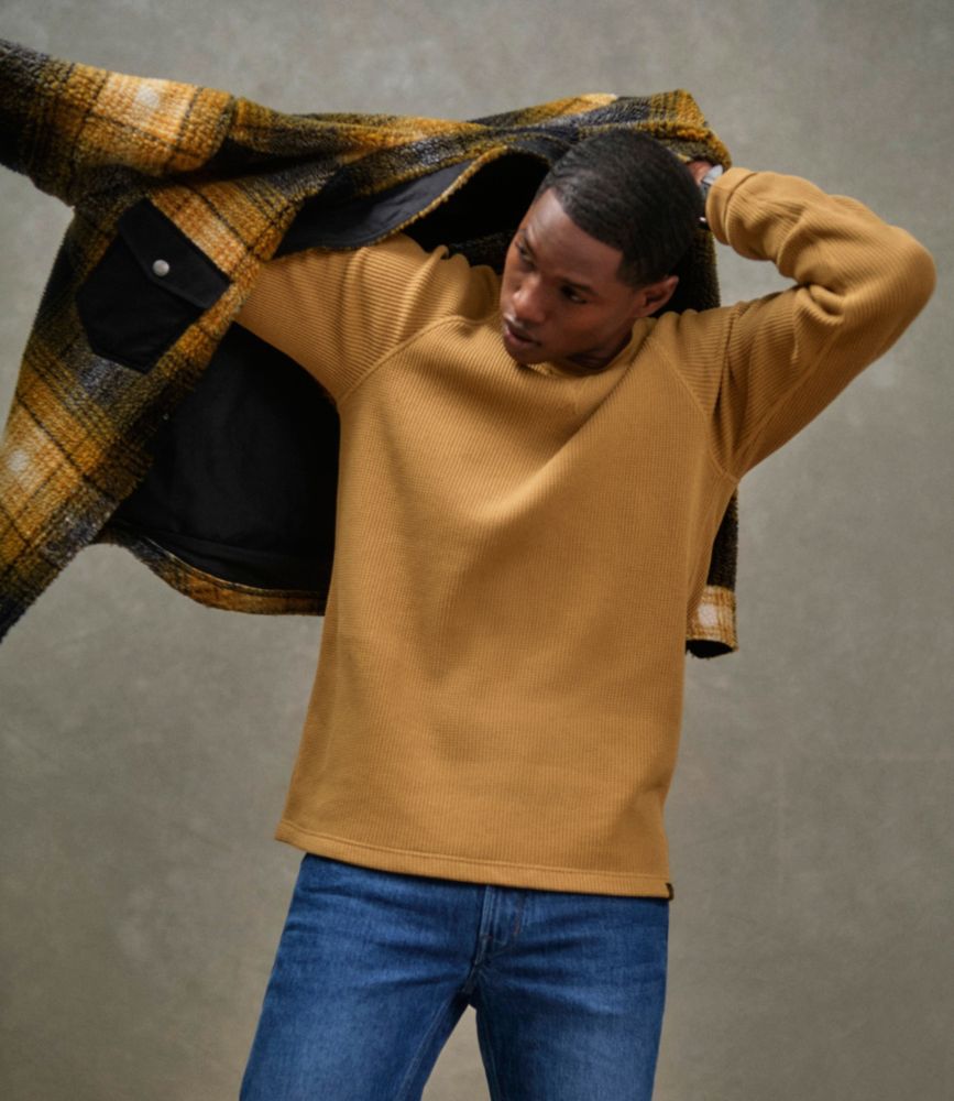 Men's Signature Mixed Media Fleece Shirt Jacket, Plaid - US 3644