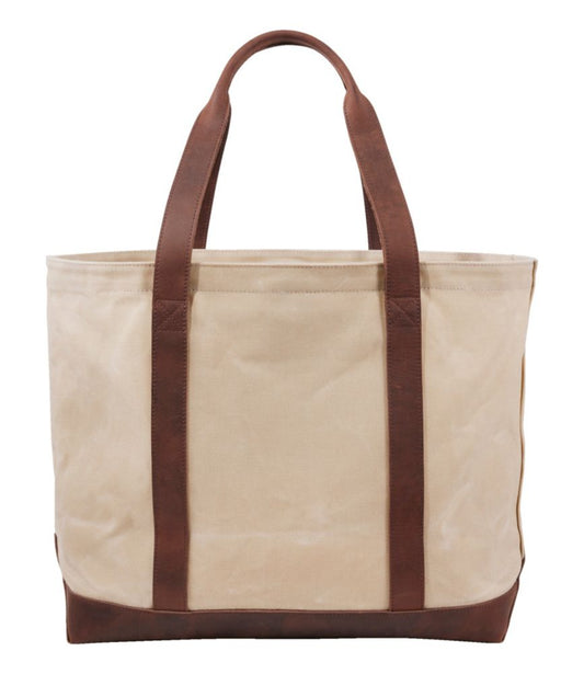 Leather-Trim Waxed Canvas Tote - US 1507