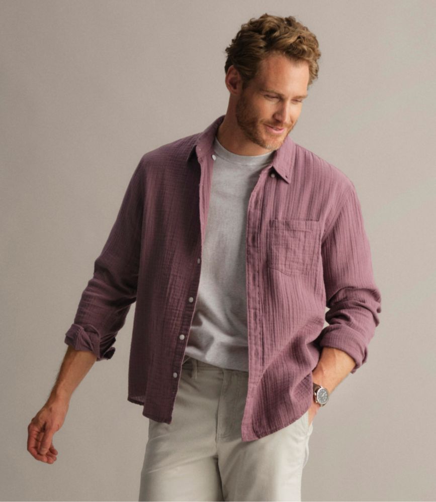 Men's Cloud Gauze Shirt, Long-Sleeve, Slightly Fitted Untucked Fit - US 1709
