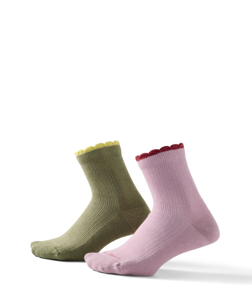 Women's Scalloped Edge Micro Crew Socks, 2-Pack - US 4846