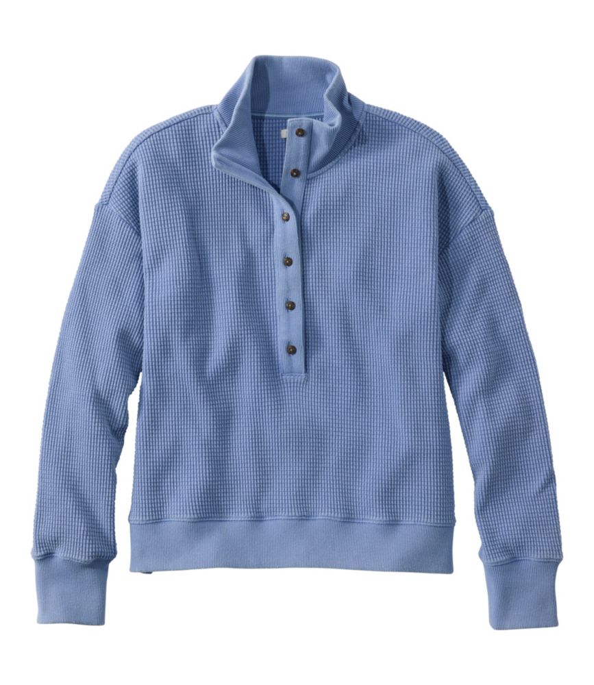 Women's Sunwashed Waffle Top, Mockneck Henley - US 1818