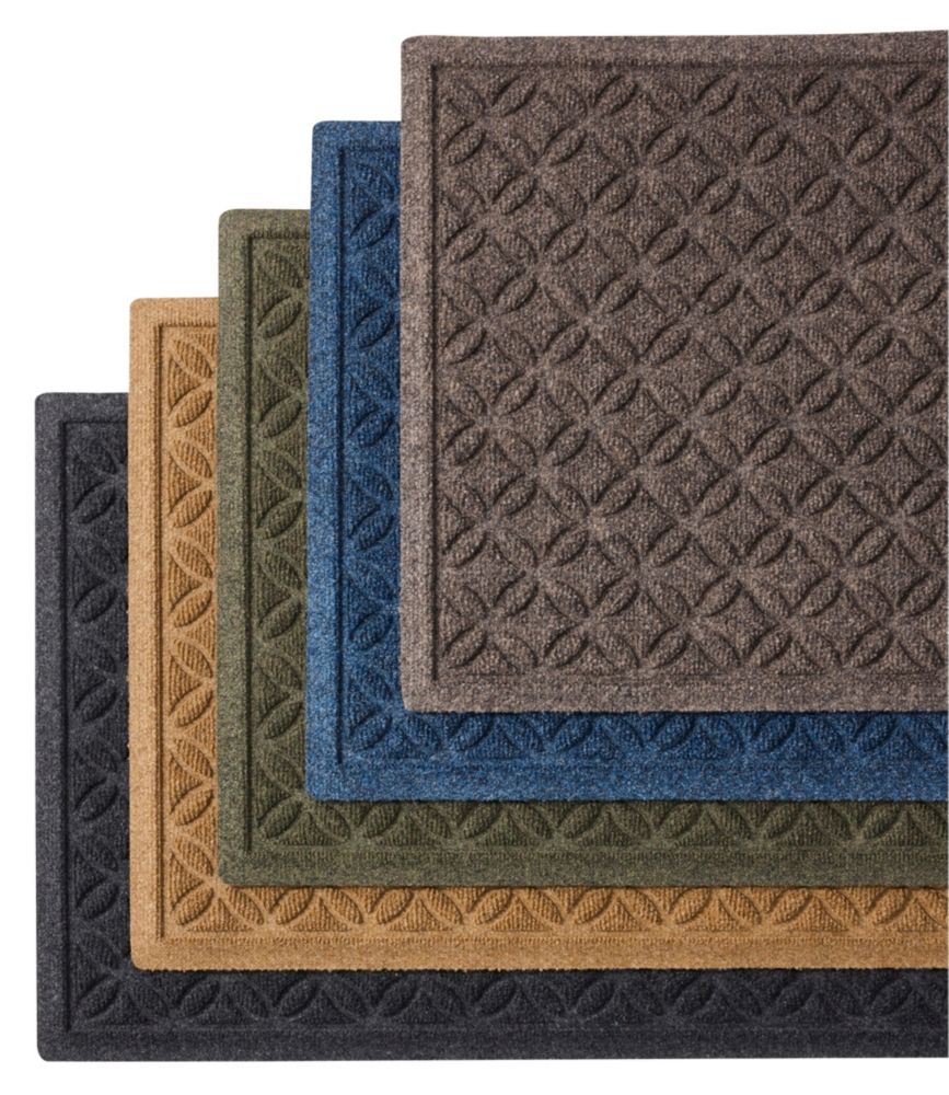 Heavyweight Recycled Waterhog Doormat, Geometric Rings - US 9405