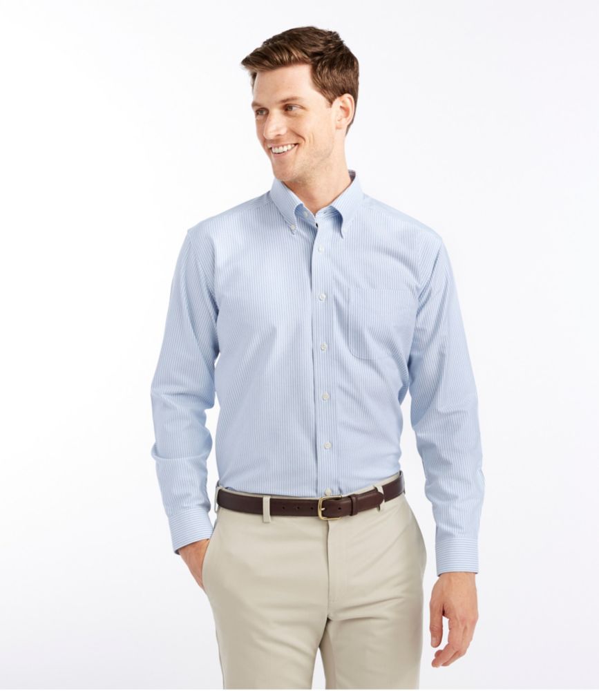 Men's Wrinkle-Free Classic Oxford Cloth Shirt, Traditional Fit University Stripe - US 1760