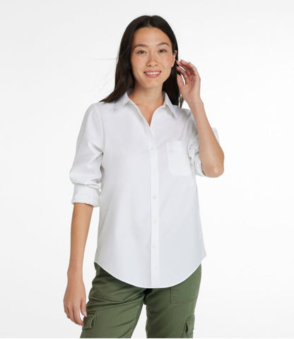 Women's Wrinkle-Free Pinpoint Oxford Shirt, Long-Sleeve Relaxed Fit - US 0927