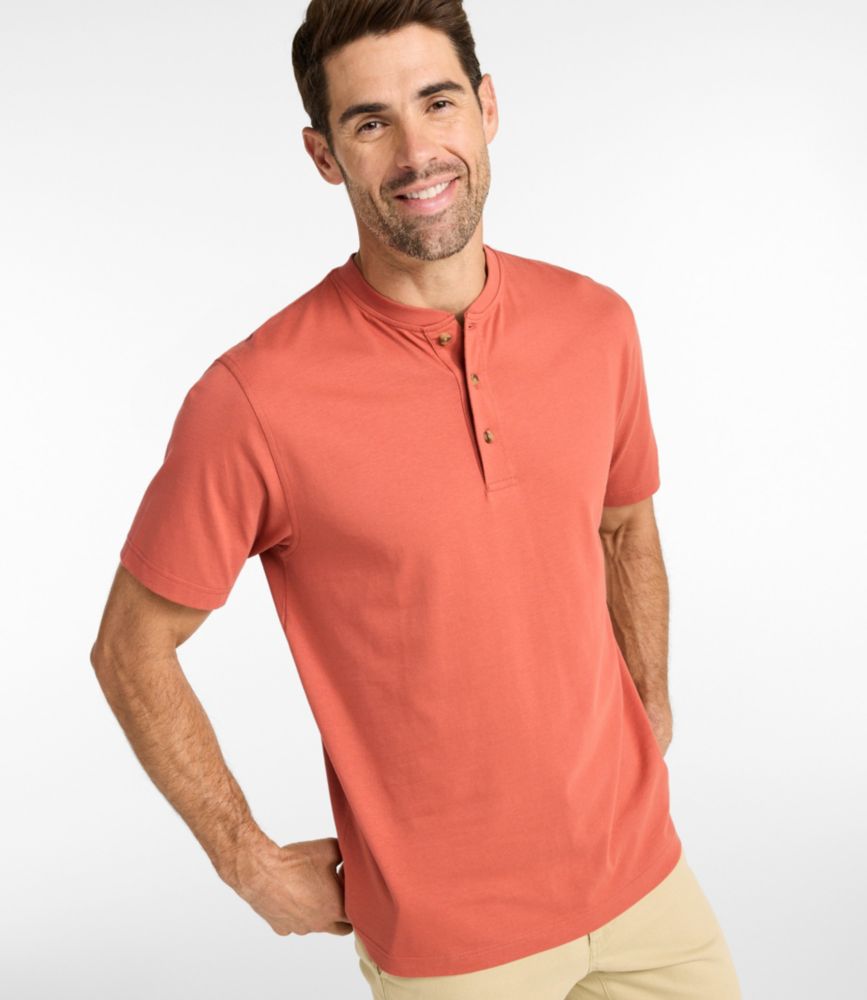 Men's Carefree Unshrinkable Tee, Traditional Fit, Henley - US 9778