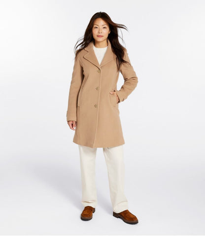 Women's Classic Lambswool Polo Coat, Three-Quarter Length - US 9567