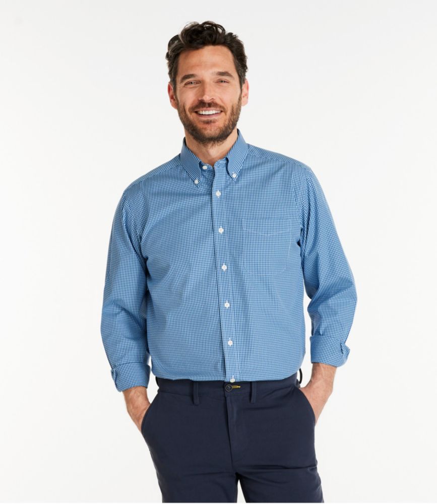 Men's Wrinkle-Free Pinpoint Oxford Cloth Shirt, Traditional Fit Tattersall - US 3732