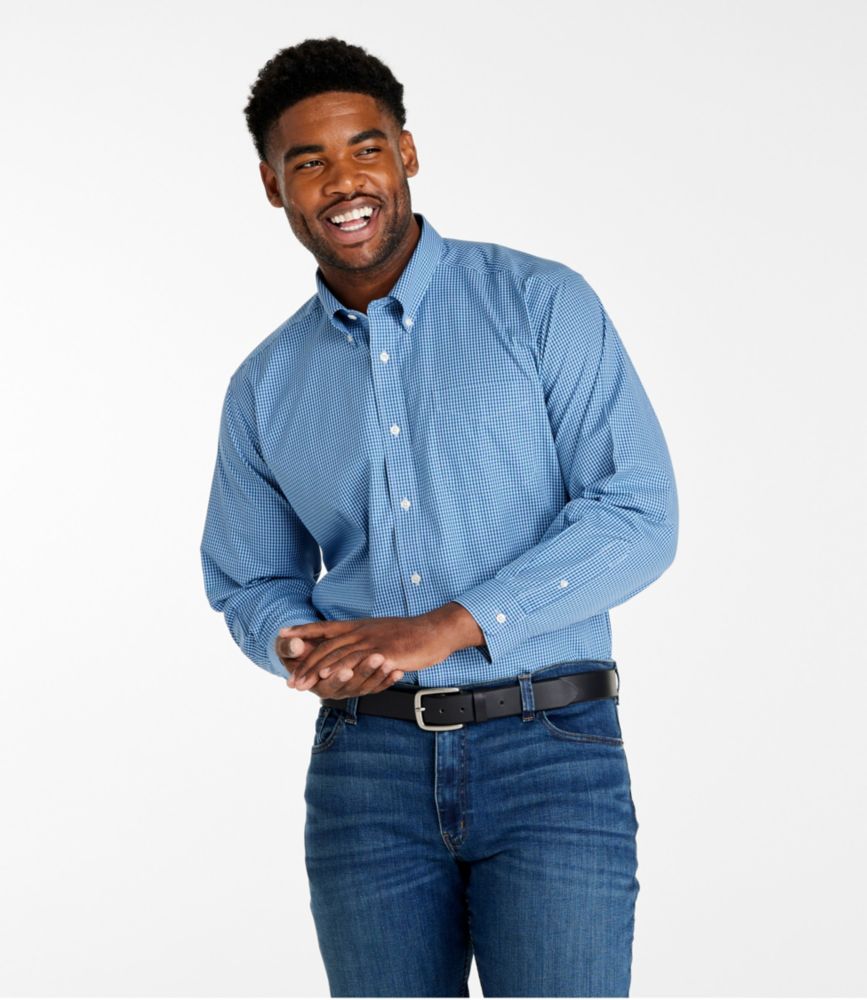 Men's Wrinkle-Free Pinpoint Oxford Cloth Shirt, Traditional Fit Tattersall - US 3732