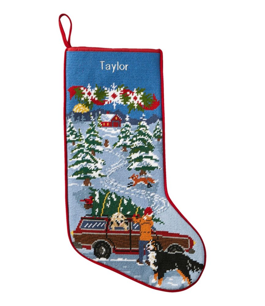 Christmas Needlepoint Stocking, Cotton - US 2828