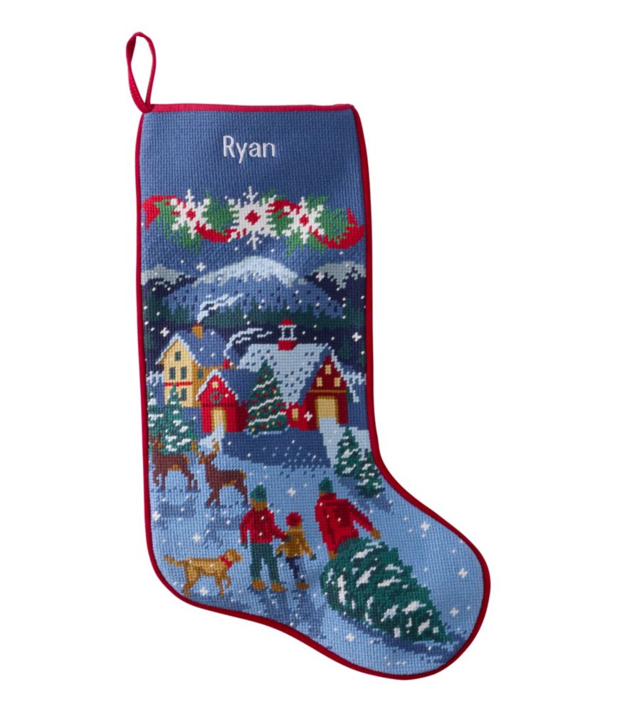 Christmas Needlepoint Stocking, Cotton - US 0859