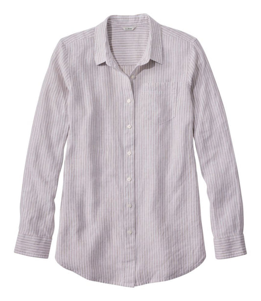 Women's Premium Washable Linen Shirt, Tunic Stripe - US 9862