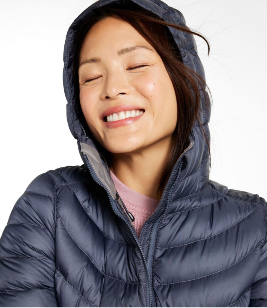 Women's Ultralight 850 Down Hooded Coat, Three-Quarter Length - US 3959