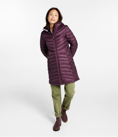 Women's Ultralight 850 Down Hooded Coat, Three-Quarter Length - US 4910