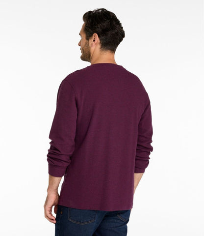 Men's Unshrinkable Mini-Waffle Henley, Long-Sleeve Traditional Fit - US 6684
