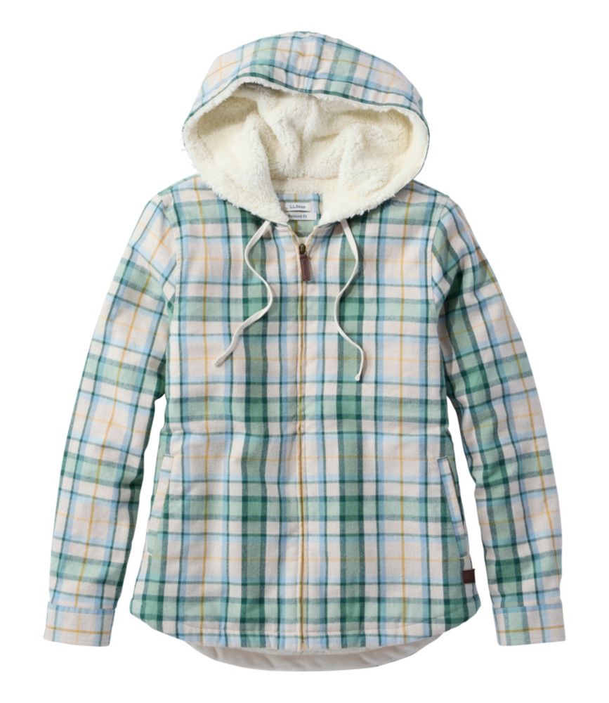Women's Scotch Plaid Flannel Shirt, Sherpa-Lined Zip Hoodie - US 8180