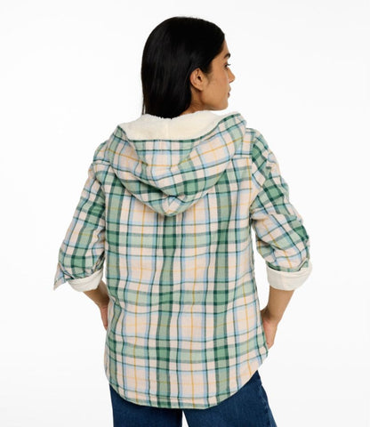 Women's Scotch Plaid Flannel Shirt, Sherpa-Lined Zip Hoodie - US 8180