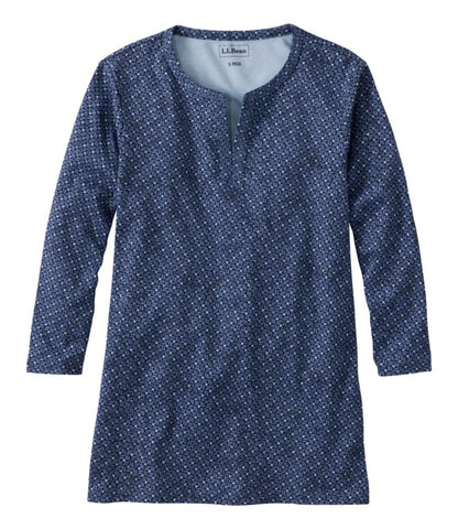 Women's L.L.Bean Tee, Three-Quarter-Sleeve Splitneck Tunic Print - US 4909