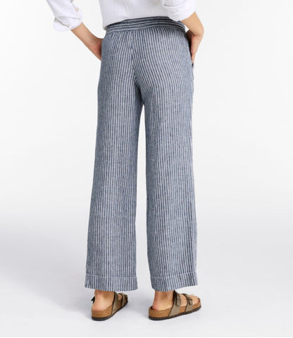 Women's Premium Washable Linen Pull-On Pants, Stripe - US 5014