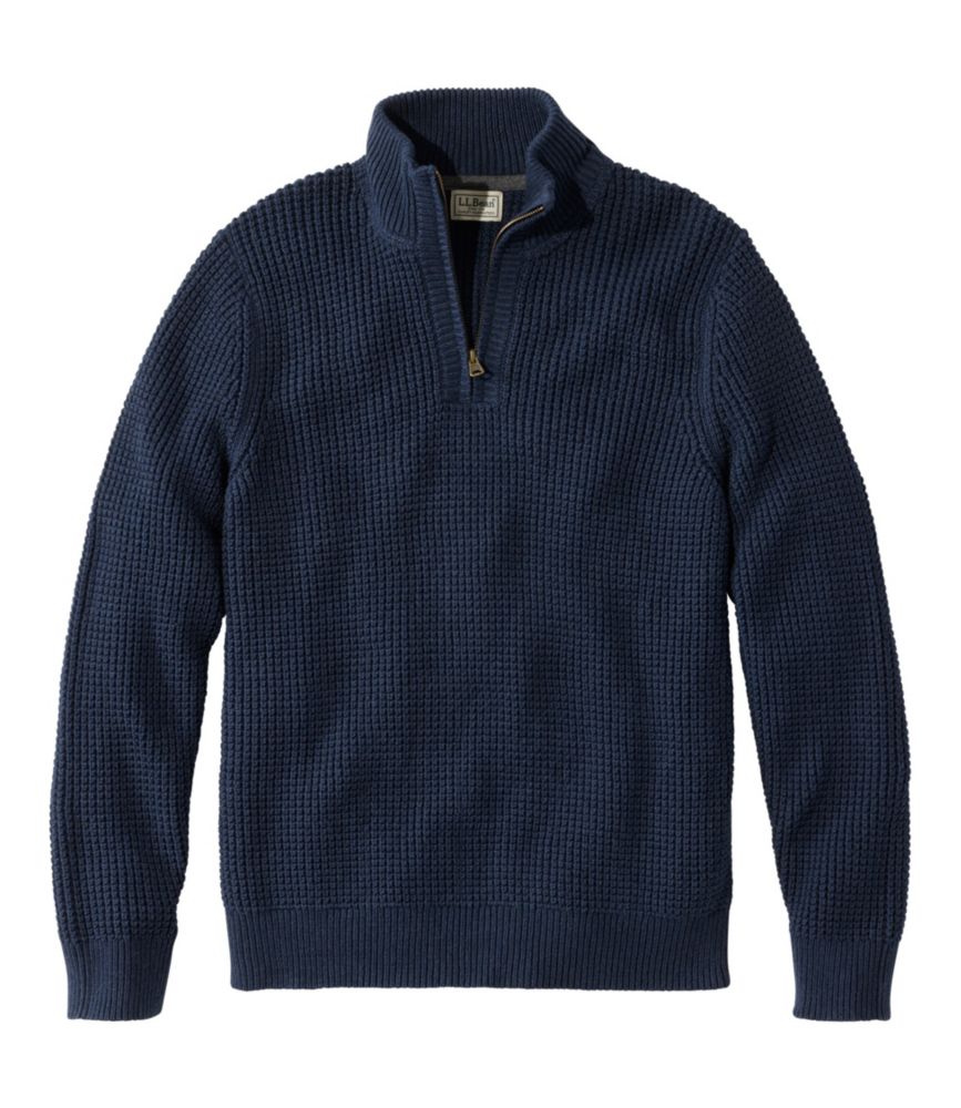 Men's Organic Cotton Waffle Sweater, Quarter Zip - US 3553