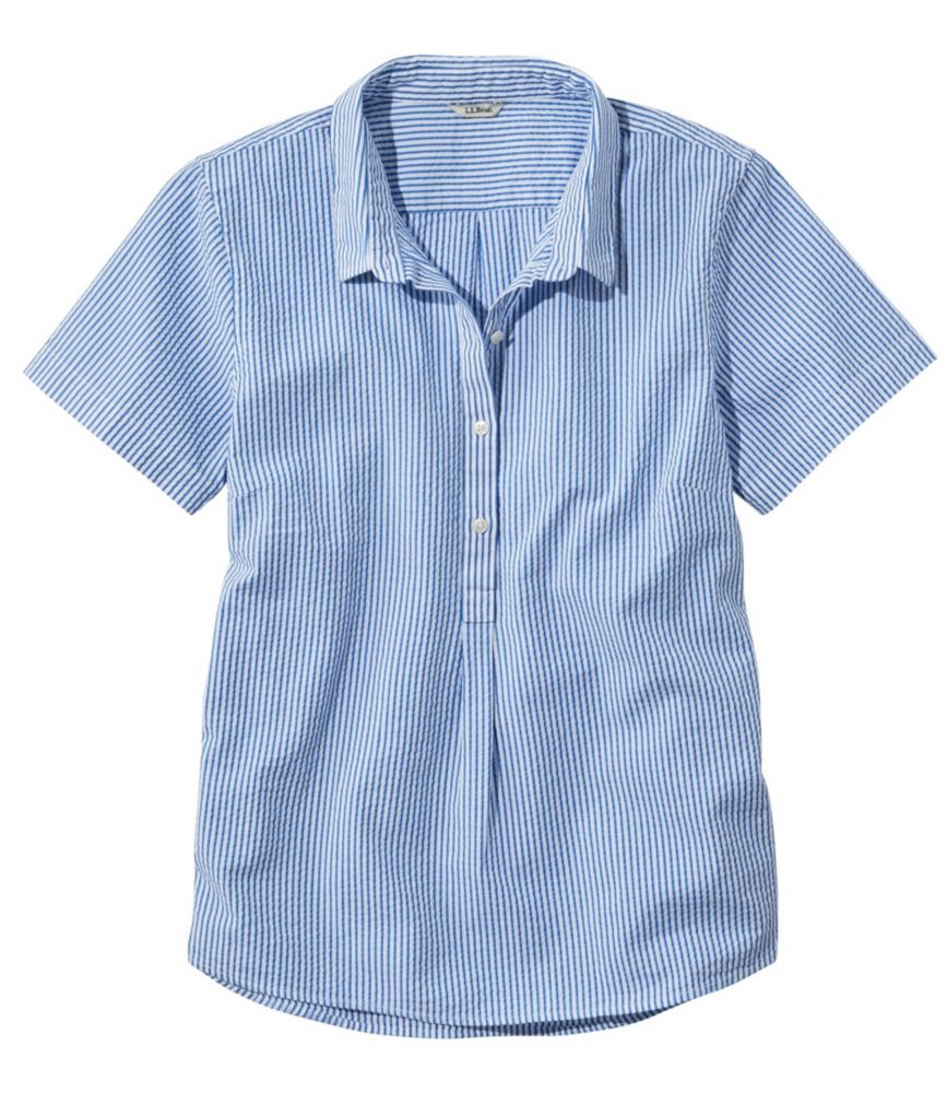 Women's Vacationland Seersucker Shirt, Short-Sleeve Popover Stripe - US 0707