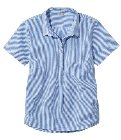 Women's Vacationland Seersucker Shirt, Short-Sleeve Popover Stripe - US 0707