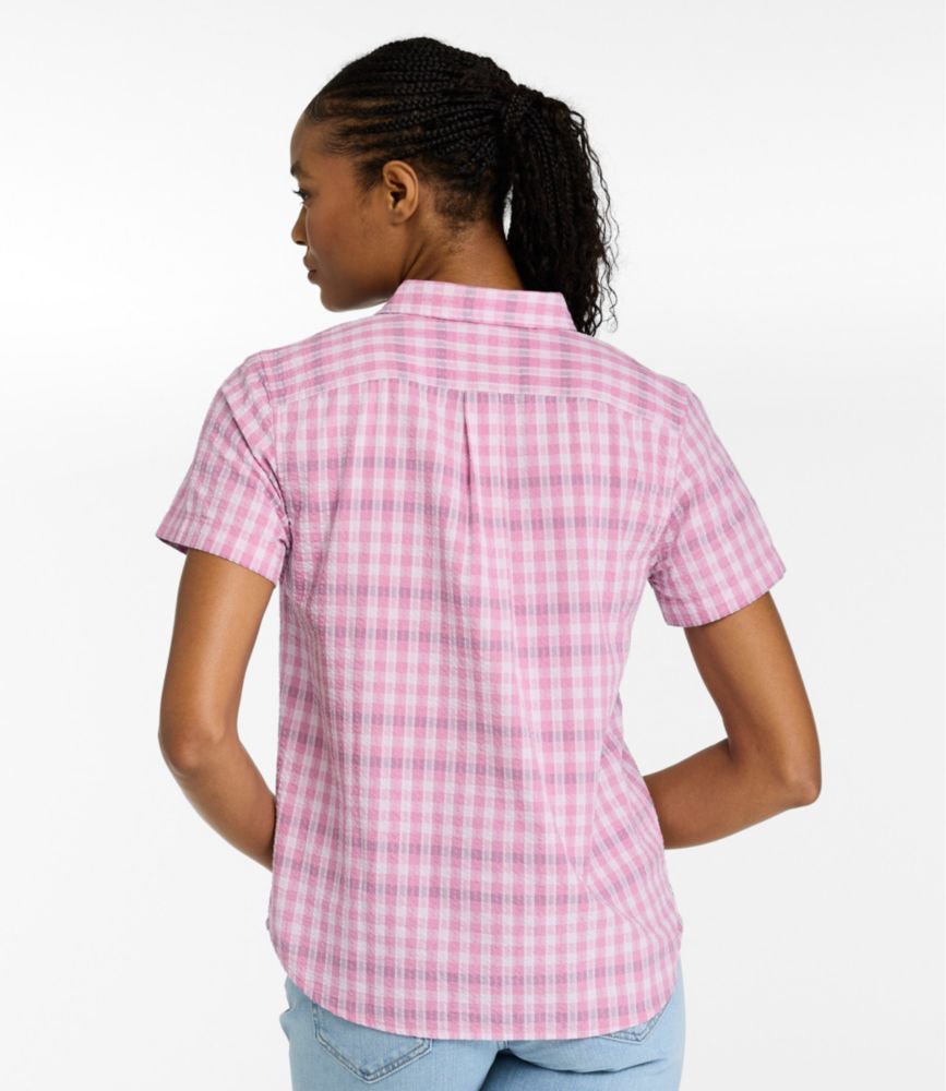 Women's Vacationland Seersucker Shirt, Short-Sleeve Popover Plaid - US 5539