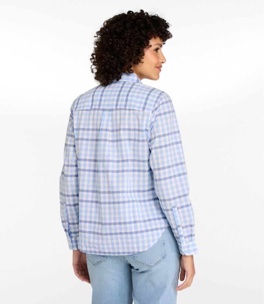 Women's Vacationland Seersucker Shirt, Long-Sleeve Plaid - US 3402