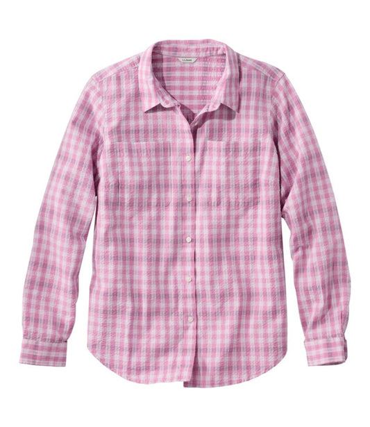 Women's Vacationland Seersucker Shirt, Long-Sleeve Plaid - US 7461