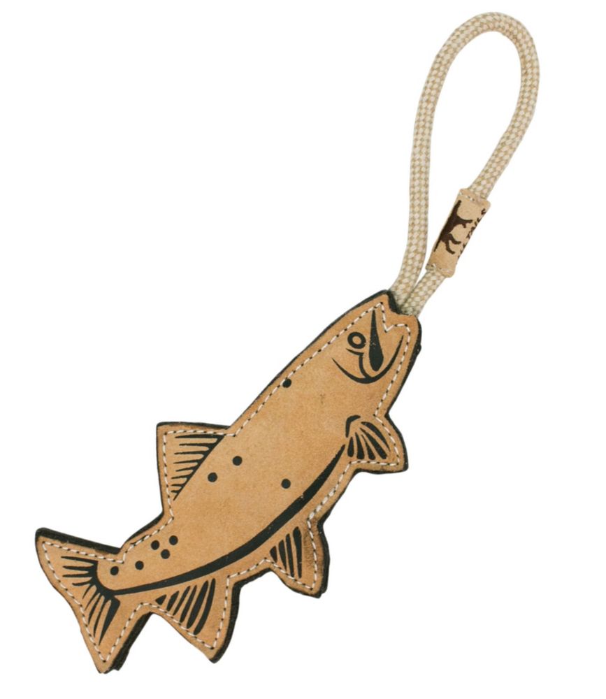 Natural Leather and Wool Fish Dog Tug Toy - US 9849