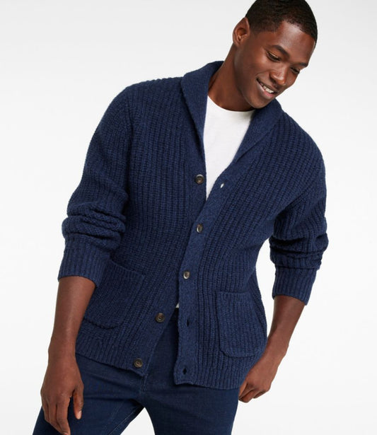 Men's L.L.Bean Classic Ragg Wool Sweater, Cardigan - US 6755