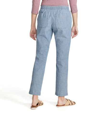 Women's Lakewashed Pull-On Chinos, Mid-Rise Chambray Ankle Pants - US 7088