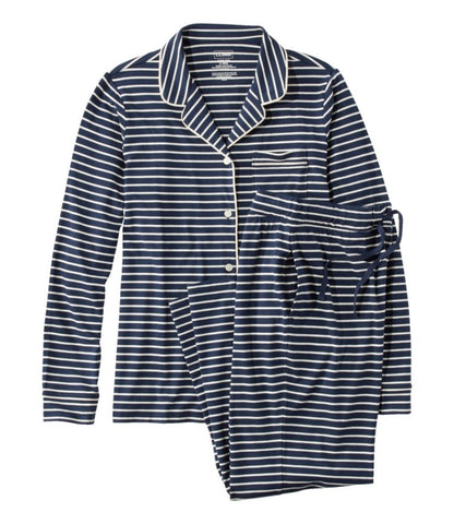 Women's Super-Soft Shrink-Free Button Front Pajama Set, Stripe - US 9398