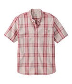 Men's Comfort Stretch® Chambray Shirt, Traditional Untucked Fit, Short-Sleeve, Plaid - US 2951