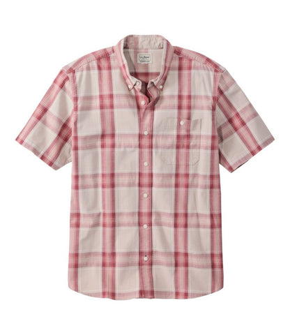 Men's Comfort Stretch® Chambray Shirt, Traditional Untucked Fit, Short-Sleeve, Plaid - US 2951