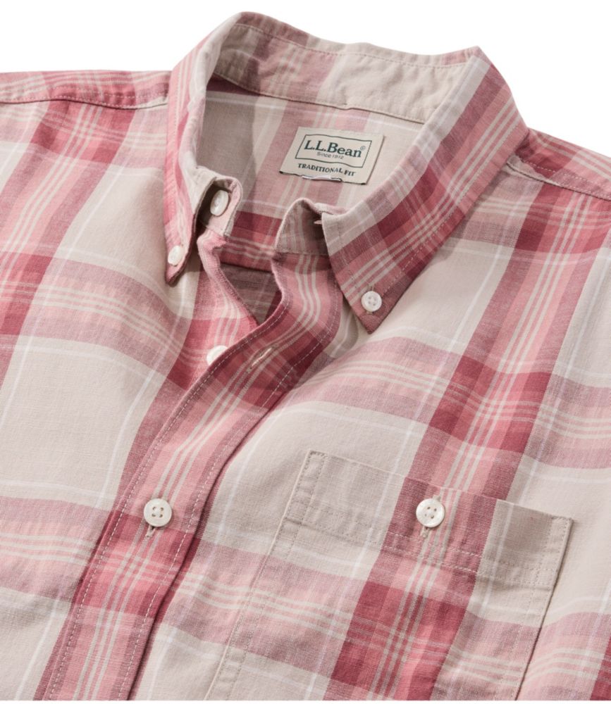 Men's Comfort Stretch® Chambray Shirt, Traditional Untucked Fit, Short-Sleeve, Plaid - US 2951