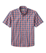 Men's Comfort Stretch® Chambray Shirt, Traditional Untucked Fit, Short-Sleeve, Plaid - US 3705