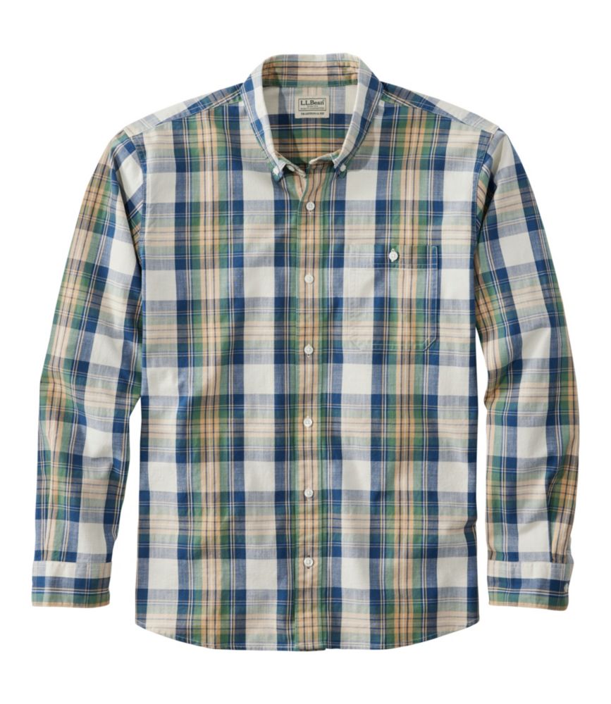 Men's Comfort Stretch® Chambray Shirt, Traditional Untucked Fit, Long-Sleeve, Print - US 2645