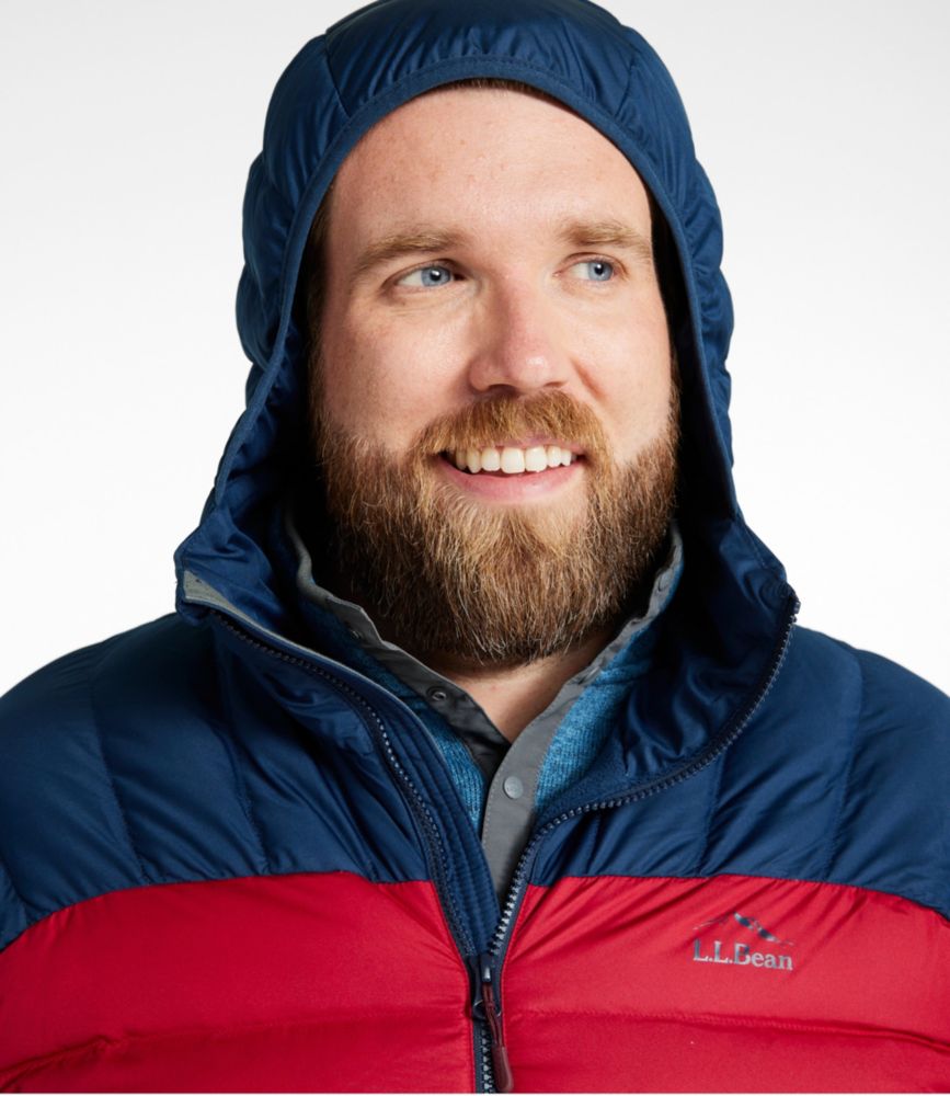 Men's Bean's Down Hooded Jacket, Colorblock - US 9640