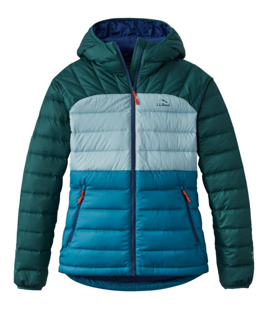 Women's Bean's Down Hooded Jacket, Colorblock - US 1119