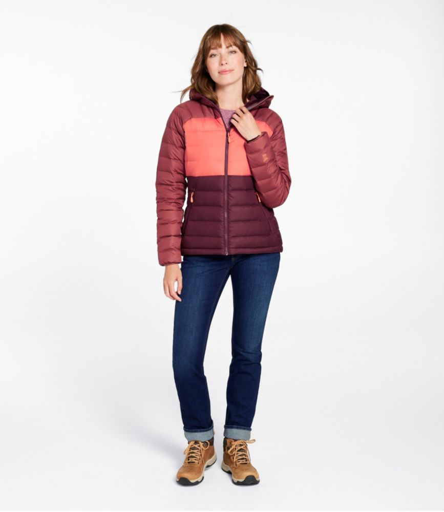 Women's Bean's Down Hooded Jacket, Colorblock - US 3979