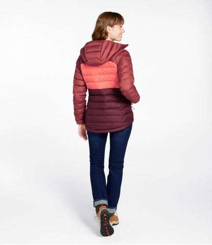Women's Bean's Down Hooded Jacket, Colorblock - US 3979